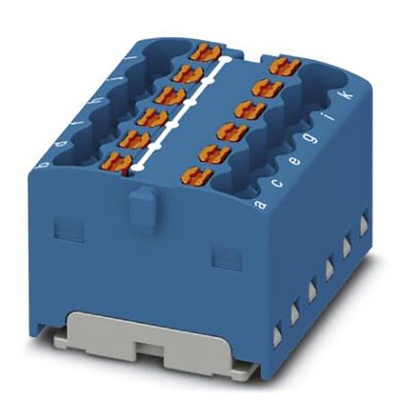 Phoenix Contact Distribution Block, 12 Way, 2.5mm², 17.5A, 450 V, Blue