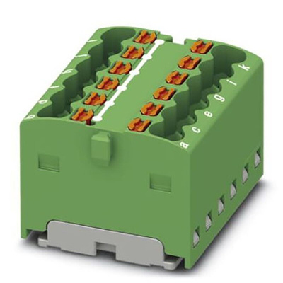 Phoenix Contact Distribution Block, 12 Way, 2.5mm², 17.5A, 450 V, Green