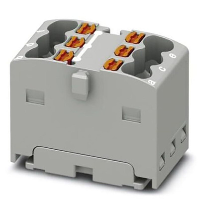 Phoenix Contact Distribution Block, 6 Way, 2.5mm², 17.5A, 450 V, Grey