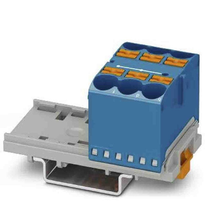 Phoenix Contact Distribution Block, 6 Way, 90A, 800 V, Blue