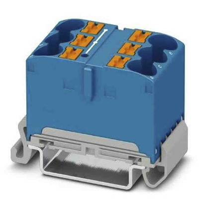 Phoenix Contact Distribution Block, 6 Way, 90A, 800 V, Blue