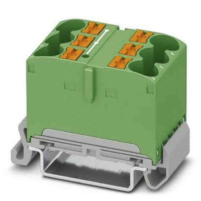 Phoenix Contact Distribution Block, 6 Way, 90A, 800 V, Green