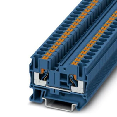 Phoenix Contact PT 6 BU Series Blue Component Terminal Block, 10mm², Push In Termination, ATEX, IECEx