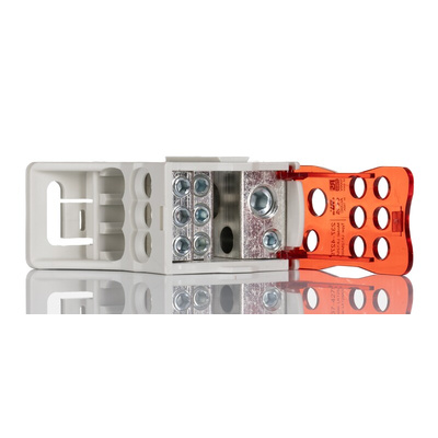RS PRO Distribution Block, 6 Way, 125A, White
