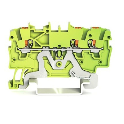 Wago TOPJOB S, 2200 Series Green/Yellow Earth Terminal Block, 1mm², Single-Level, Push-In Cage Clamp Termination, ATEX,