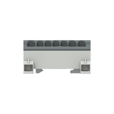Distribution Block, 7 Way, 1.5 → 25mm², 85A, 1 kV, Black, Grey