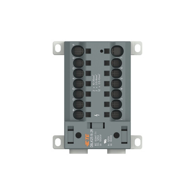 Distribution Block, 14 Way, 1.5 → 25mm², 85A, 1 kV, Black, Grey