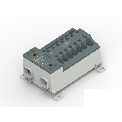 Distribution Block, 14 Way, 1.5 → 25mm², 85A, 1 kV, Black, Grey
