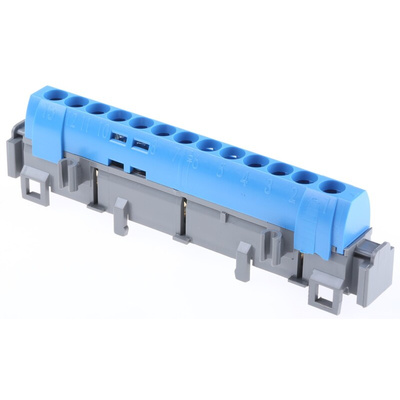 Legrand Distribution Block, 13 Way, 1.5 → 16 mm², 6 → 25 mm², 100A, 400 V ac, Blue