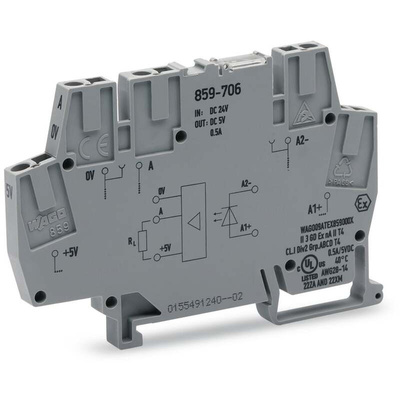 Wago 859 Series Grey Optocoupler Terminal Block, 2.5mm², Cage Clamp Termination