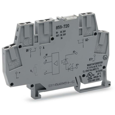 Wago 859 Series Grey Optocoupler Terminal Block, 2.5mm², Cage Clamp Termination