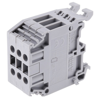 Entrelec Distribution Block, 3 Way, 4mm², 32A, 800 V, Grey