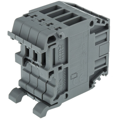 Entrelec Distribution Block, 4 Way, 4mm², 32A, 800 V, Grey