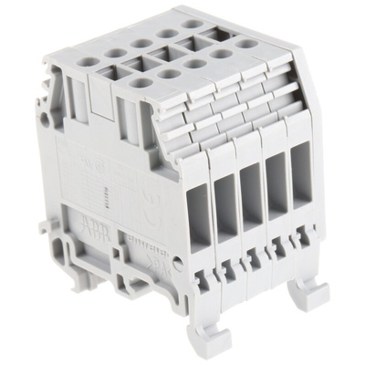 Entrelec Distribution Block, 5 Way, 4mm², 32A, 800 V, Grey