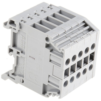 Entrelec Distribution Block, 5 Way, 4mm², 32A, 800 V, Grey