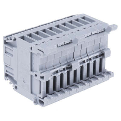 Entrelec Distribution Block, 10 Way, 4mm², 32A, 800 V, Grey
