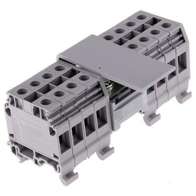 Entrelec Distribution Block, 2 Way, 10-70 inputmm², 200A, 800 V, Grey