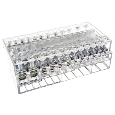RS PRO Distribution Block, 12 Way, 16 mm², 25 mm², 50 mm², 160A, 500 V, Clear