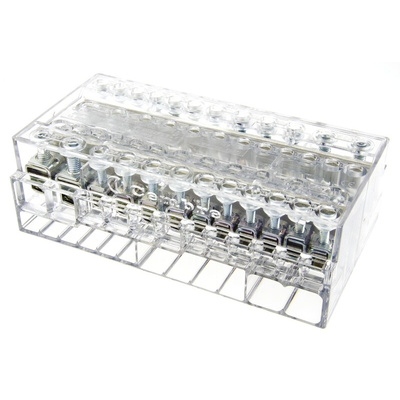 RS PRO Distribution Block, 12 Way, 16 mm², 25 mm², 50 mm², 160A, 500 V, Clear