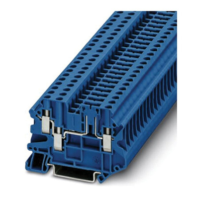 Phoenix Contact UT 4-TWIN-TG P/P BU Series Blue Disconnect Terminal Block, Single-Level, Screw Termination