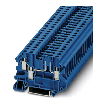 Phoenix Contact UT 4-TWIN-TG BU Series Blue Disconnect Terminal Block, Single-Level, Screw Termination