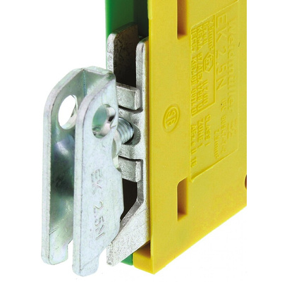 Weidmuller 2-Way EK 2.5 Earth Terminal Block, 2.5mm², 26 → 12 AWG Wire, Screw Down, Nylon Housing, ATEX
