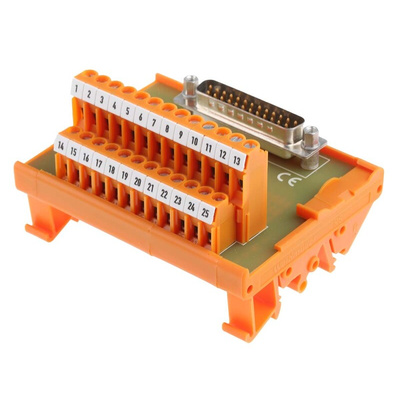 RS PRO 25-Contact Male Interface Module, D-sub Connector, DIN Rail Mount, 1A