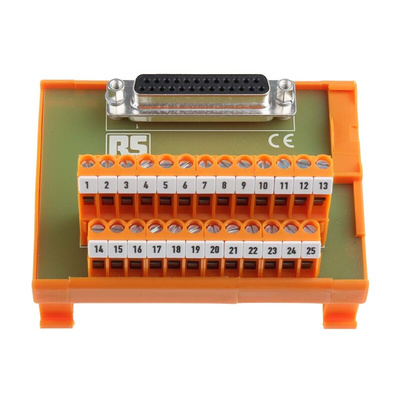 RS PRO 25-Contact Female Interface Module, D-sub Connector, DIN Rail Mount, 1A