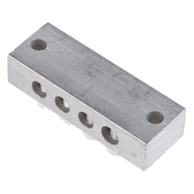 RS PRO 4-Way Double Screw Earth Terminal Block, 0 to 16mm², 0 → 16 AWG Wire, Screw Down, Brass Housing