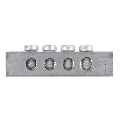 RS PRO 4-Way Double Screw Earth Terminal Block, 0 to 16mm², 0 → 16 AWG Wire, Screw Down, Brass Housing