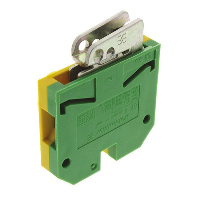 Weidmuller 2-Way EK 4 Earth Terminal Block, 26 → 10 AWG Wire, Screw Down, Nylon Housing, ATEX