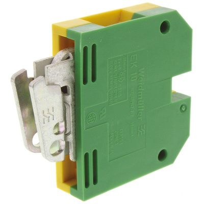 Weidmuller 2-Way EK 10 Earth Terminal Block, 14 → 8 AWG Wire, Screw Down, Nylon Housing, ATEX