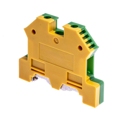 RS PRO 2-Way Top Hat Earth Terminal Block, 4mm², 22 → 11 AWG Wire, Screw Down, Nylon Housing
