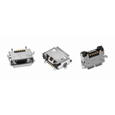 Wurth Elektronik, WR-COM USB Connector, SMT, Socket 2.0 Micro AB, Solder, Straight