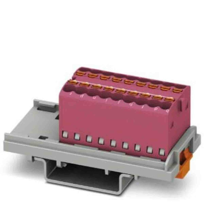 Phoenix Contact Distribution Block, 18 Way, 2.5mm², 17.5A, 500 V, Pink