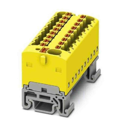 Phoenix Contact Distribution Block, 19 Way, 2.5mm², 17.5A, 500 V, Yellow