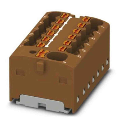 Phoenix Contact Distribution Block, 13 Way, 2.5mm², 17.5A, 450 V, Brown