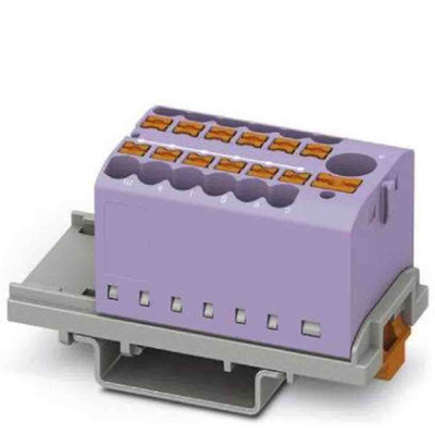 Phoenix Contact Distribution Block, 13 Way, 4mm², 24A, 690 V, Violet