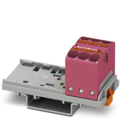 Phoenix Contact Distribution Block, 6 Way, 0.2 → 6mm², 32A, 800 V, Pink