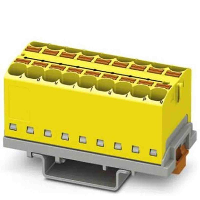 Phoenix Contact Distribution Block, 18 Way, 0.2 → 6mm², 32A, 800 V, Yellow