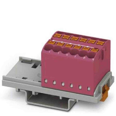 Phoenix Contact Distribution Block, 12 Way, 4mm², 24A, 690 V, Pink