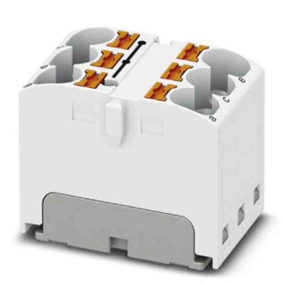 Phoenix Contact Distribution Block, 6 Way, 0.2 → 6mm², 32A, 630 V, White