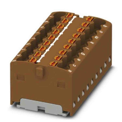 Phoenix Contact Distribution Block, 18 Way, 2.5mm², 17.5A, 450 V, Brown