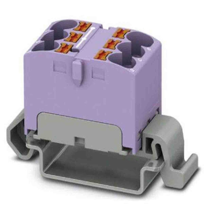 Phoenix Contact Distribution Block, 6 Way, 0.2 → 6mm², 32A, 800 V, Violet