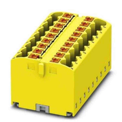 Phoenix Contact Distribution Block, 18 Way, 0.14 → 4mm², 24A, 450 V, Yellow