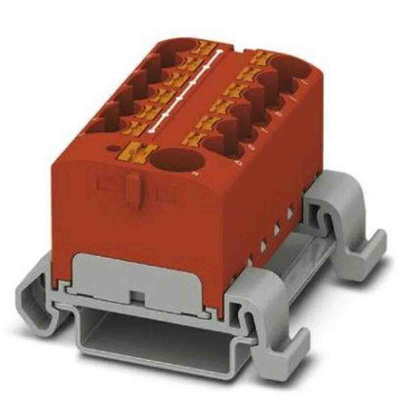 Phoenix Contact Distribution Block, 13 Way, 0.2 → 6mm², 32A, 800 V, Red