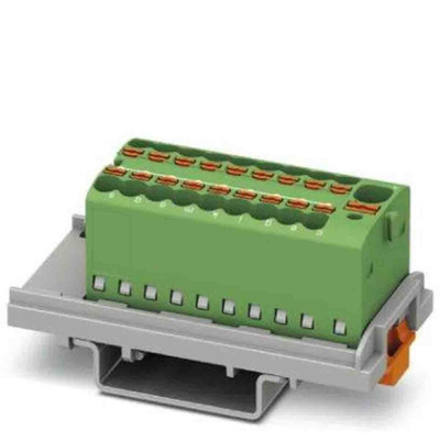 Phoenix Contact Distribution Block, 19 Way, 2.5mm², 17.5A, 500 V, Green