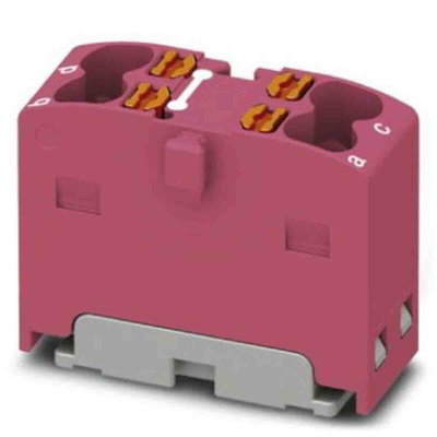 Phoenix Contact Distribution Block, 4 Way, 2.5mm², 17.5A, 450 V, Pink