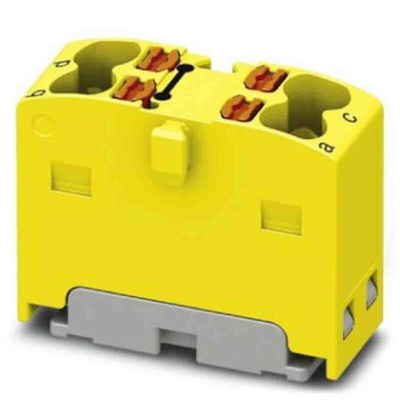 Phoenix Contact Distribution Block, 4 Way, 2.5mm², 17.5A, 450 V, Yellow