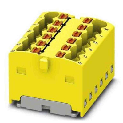Phoenix Contact Distribution Block, 12 Way, 2.5mm², 17.5A, 450 V, Yellow